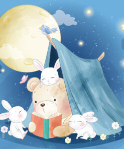 Fototapeta Medvídek a králíčci na kempování