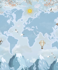 Fototapeta Mapa světa nad horskými vrcholky