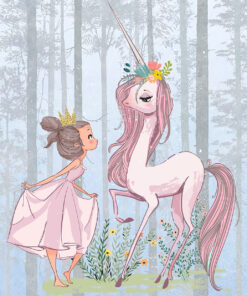 Fototapeta Princezna a růžový jednorožec