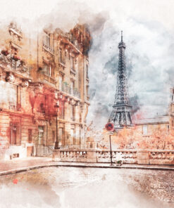Fototapeta Akvarel Paříže s Eiffelovou věží