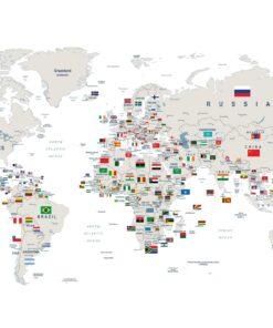 Fototapeta Mapa světa s vlajkami