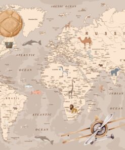 Fototapeta Dětská retro mapa světa